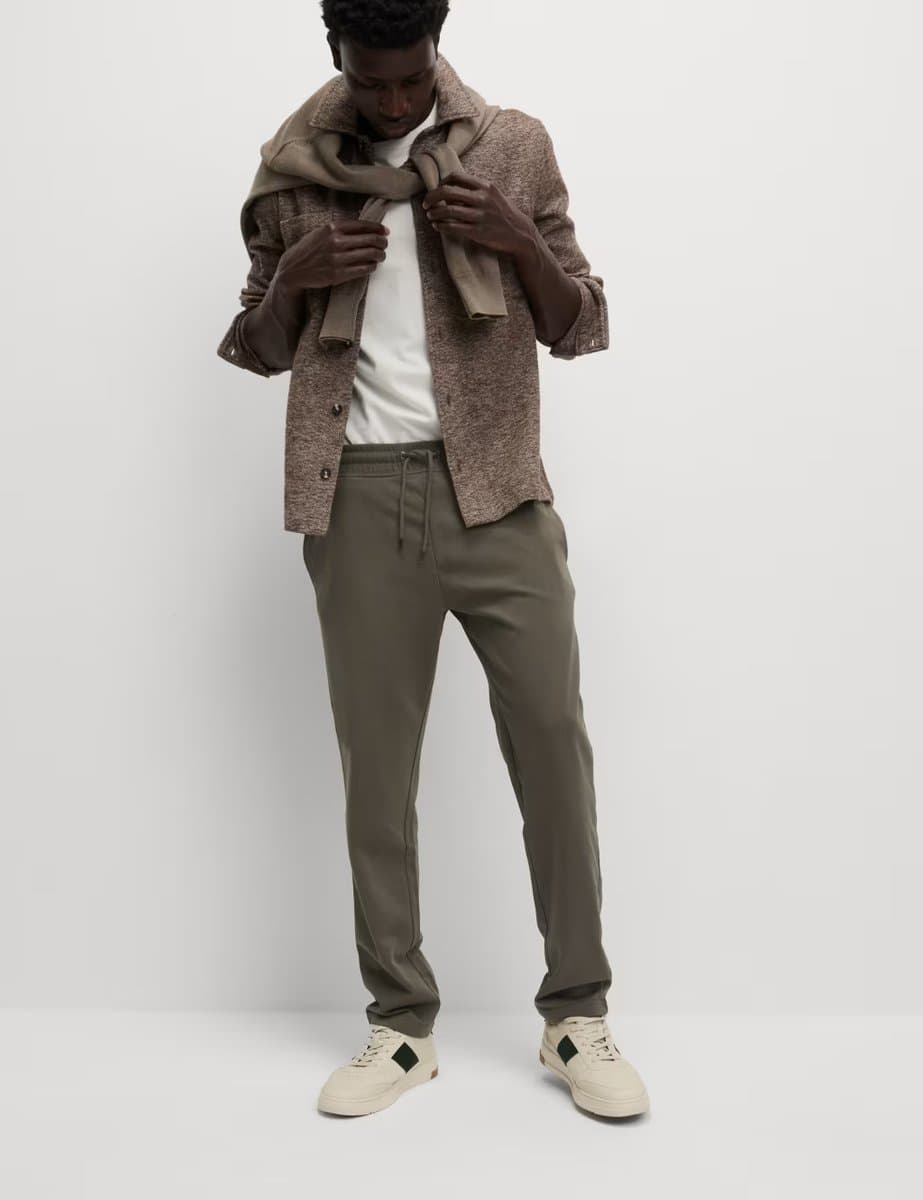 Marks & Spencer M&S Cotton Rich Straight Leg Joggers Medium Brown