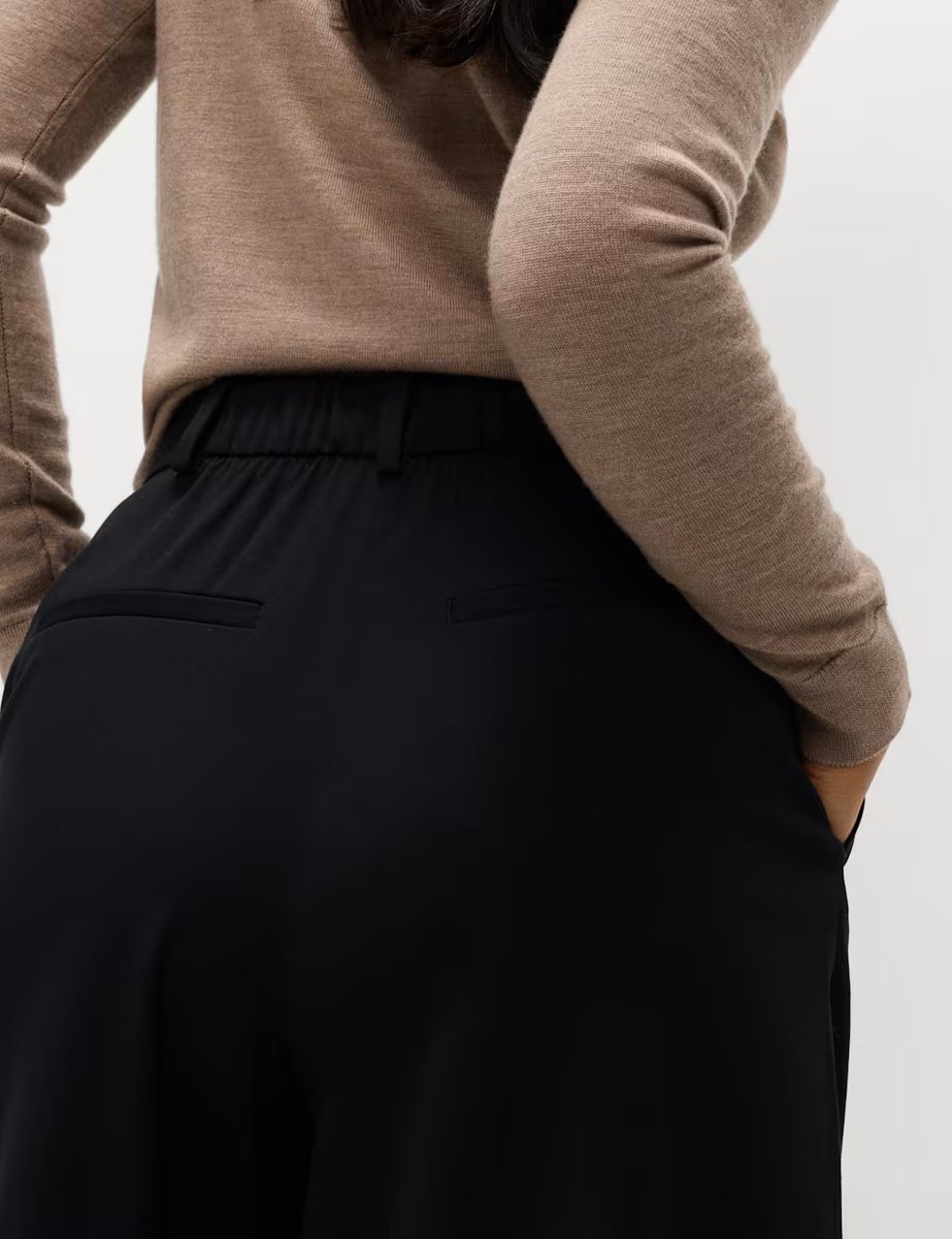 Marks & Spencer M&S Woven Pleated Wide Leg Culottes Black - 4