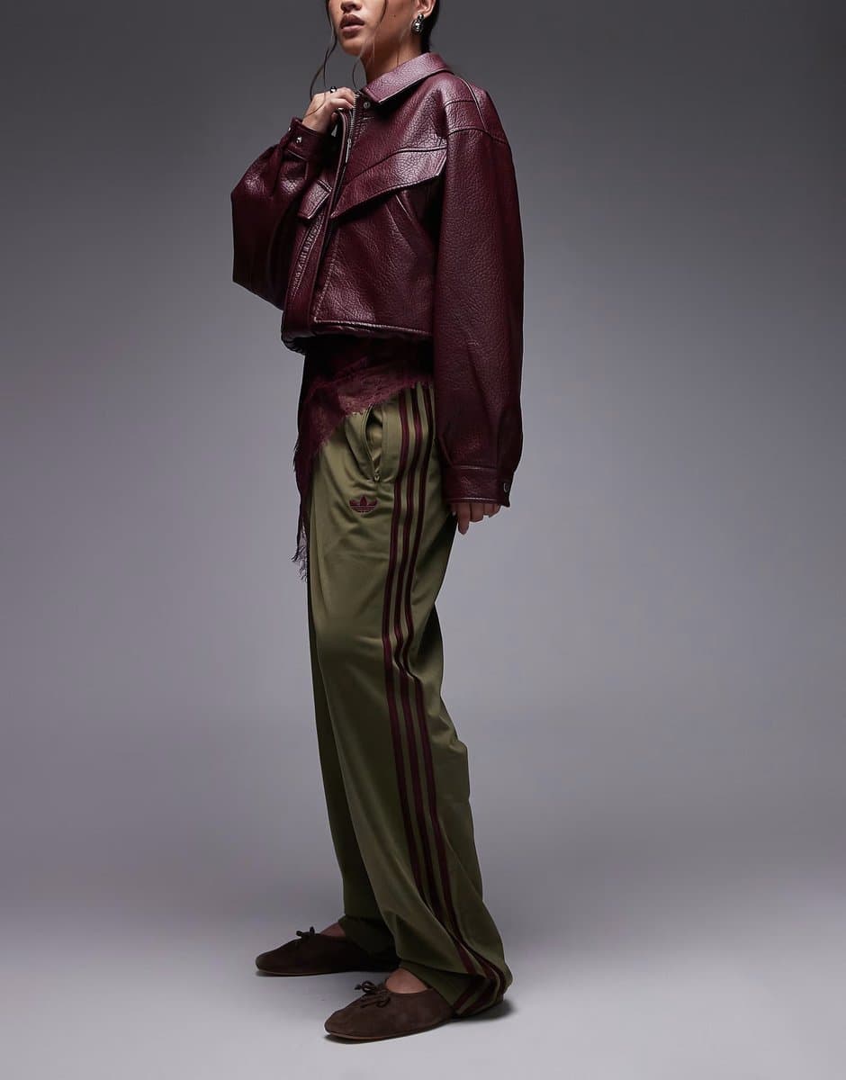 ASOS adidas Originals firebird track pants in olive and maroon