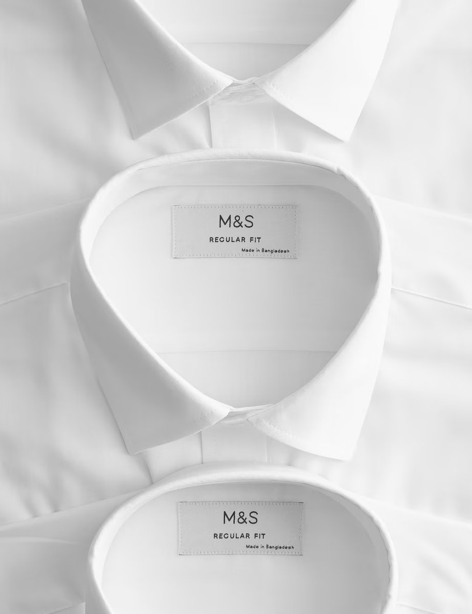 Marks & Spencer M&S 3 Pack Regular Fit Easy Iron Short Sleeve Shirts White - 2