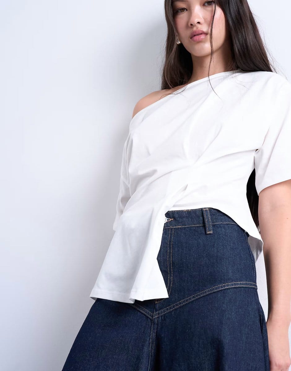 ASOS Topshop denim yoke front maxi skirt in indigo rinse - 4