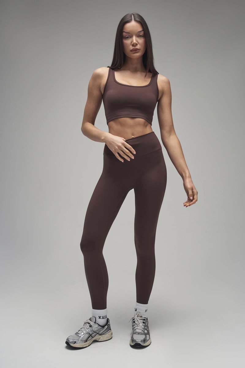Kaiia Kaiia Sculpt Square Neck Crop Top Bitter Chocolate - 4