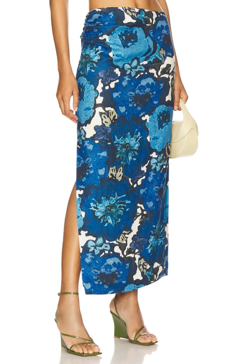 revolve Revolve Floral Print Midi Skirt with Side Slit