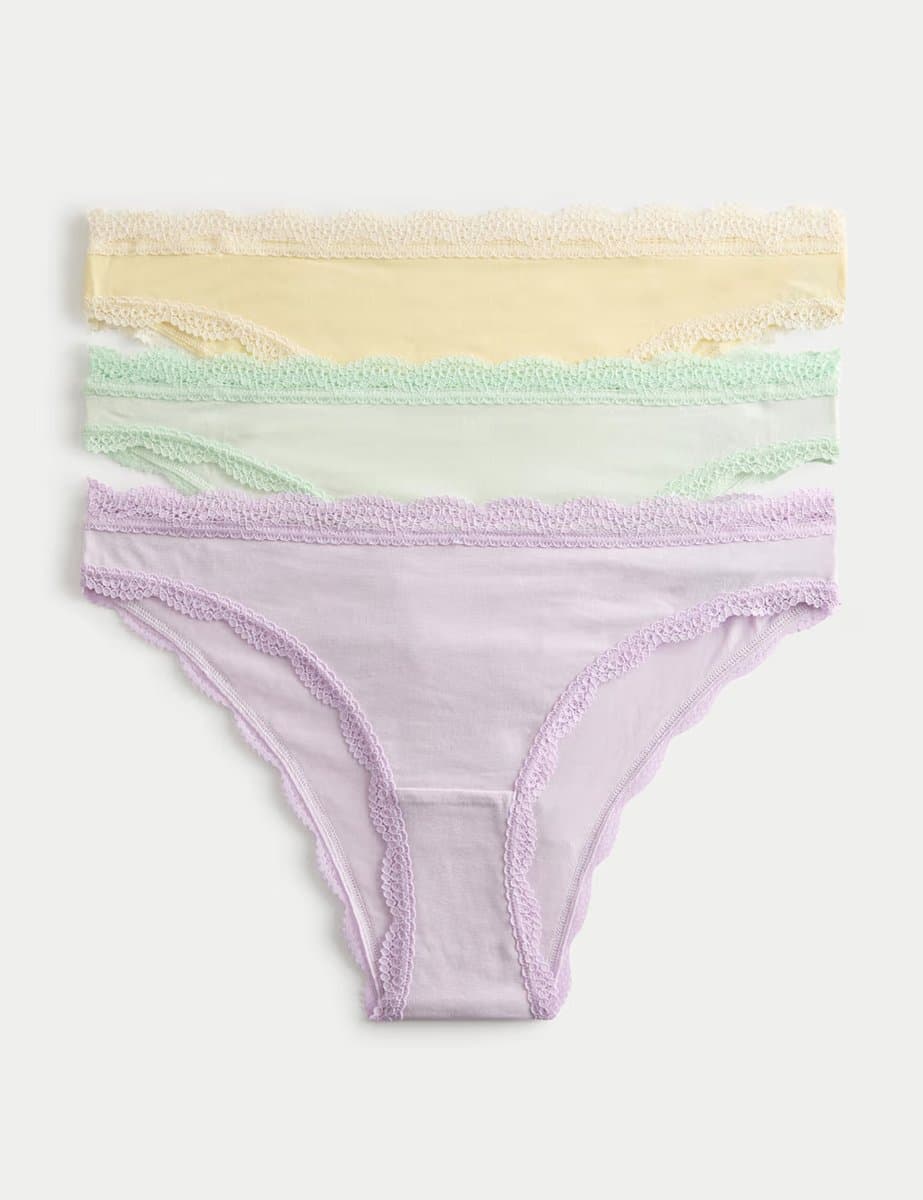Marks & Spencer M&S 3 Pack Cotton Rich Brazilian Knickers Lavender Mix