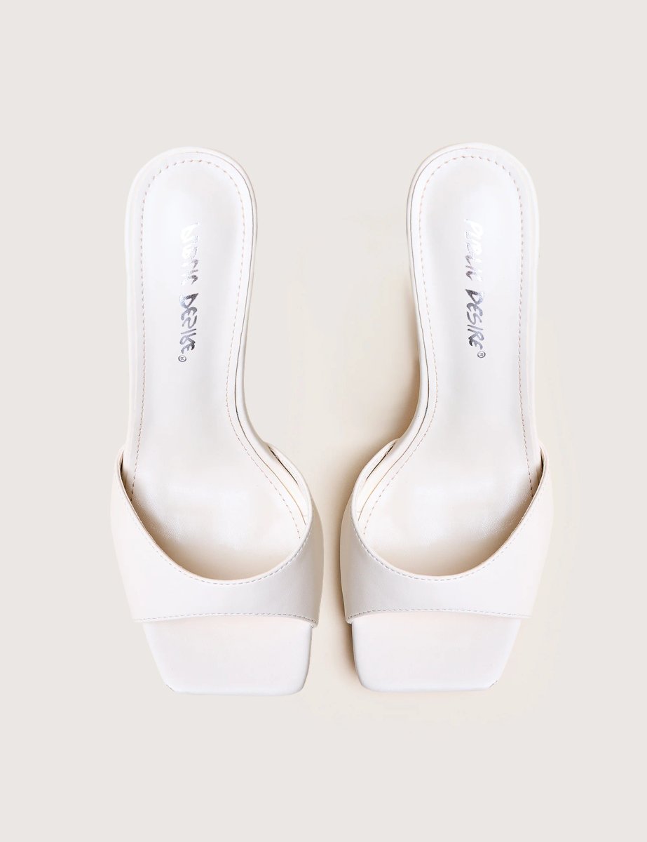 Public Desire Vain Cream & Gold Pu Barley There Pencil Stiletto High Heels - 2