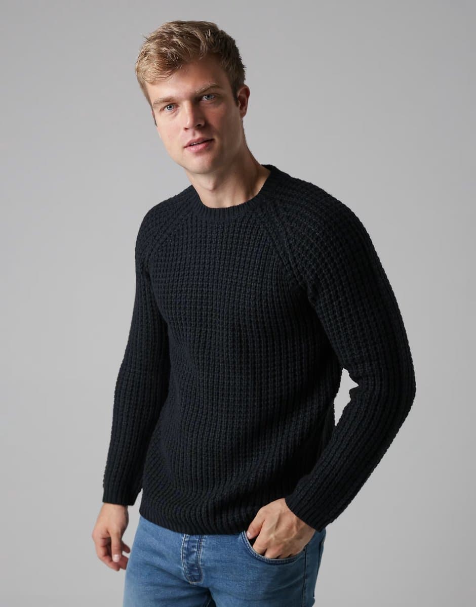 ASOS French Connection Large stitch raglan crew neck knit jumper in navy