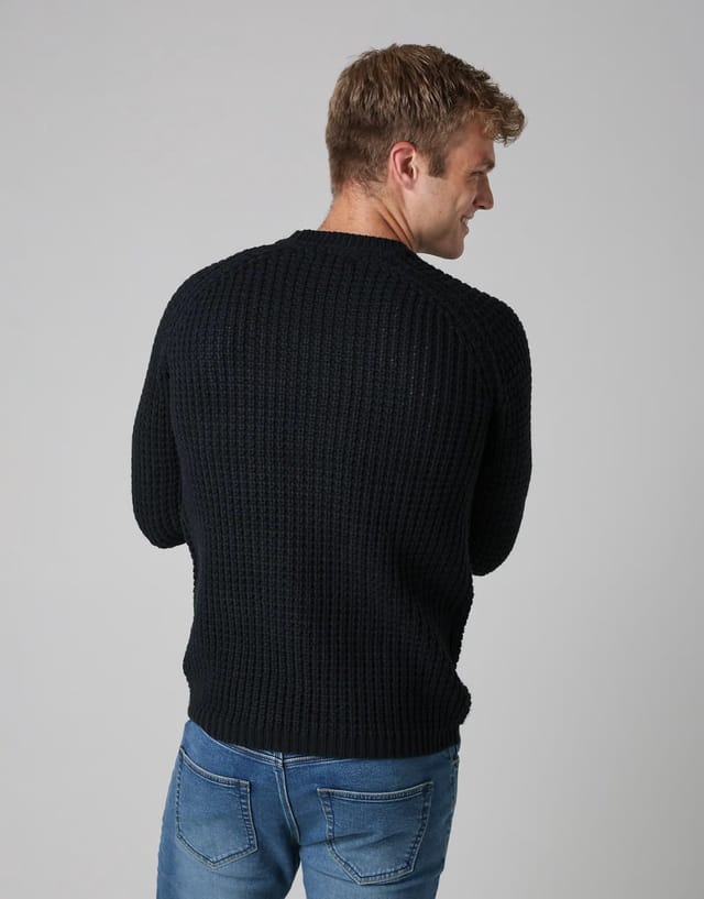 ASOS French Connection Large stitch raglan crew neck knit jumper in navy - 2