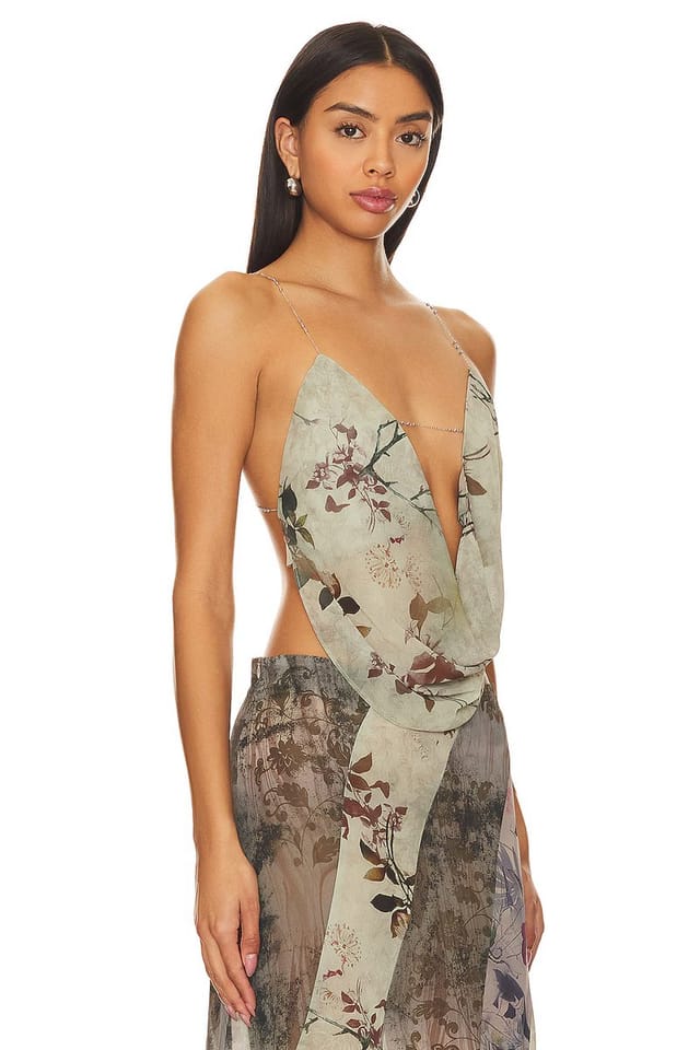 revolve Super Cowl Neck Top With Straps - 2