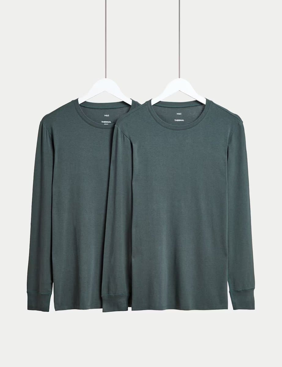 Marks & Spencer M&S Thermal Long Sleeve Tops Cedar in Cedar