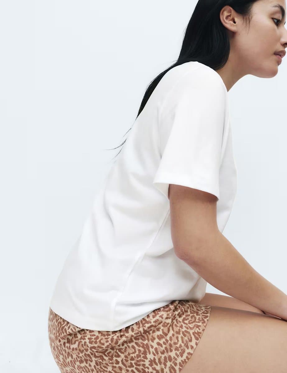 Marks & Spencer M&S Cotton Rich Printed Shortie Set Brown Mix