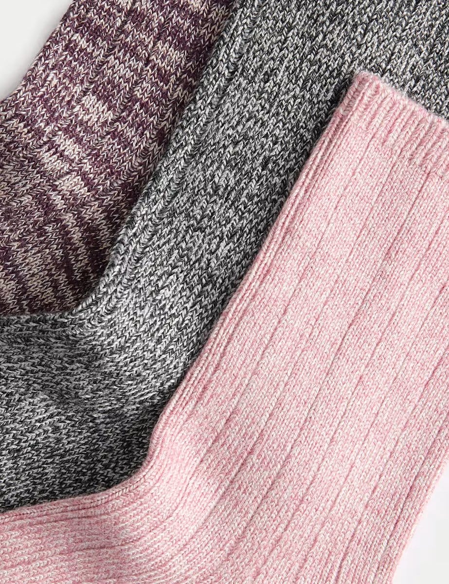 Marks & Spencer M&S 3pk Sumptuously Soft™ Thermal Crew Socks Blush - 1