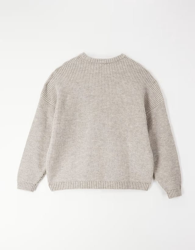 ASOS ASOS DESIGN super oversized boxy fit knitted fisherman rib notch neck jumper in beige - 2