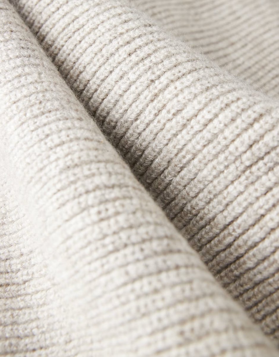 ASOS ASOS DESIGN super oversized boxy fit knitted fisherman rib notch neck jumper in beige - 4