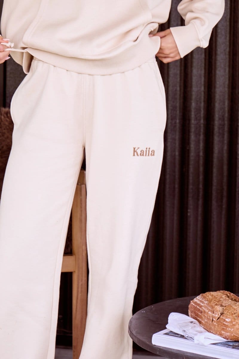 Kaiia Kaiia Slogan Wide Leg Joggers Light Blush - 4