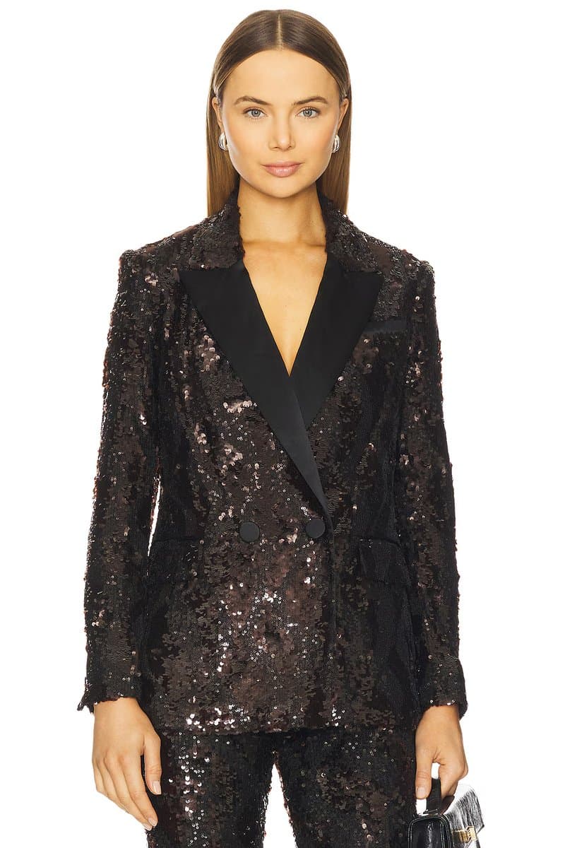 revolve Veronica Beard Elegant Sequined Blazer in Dark Currant