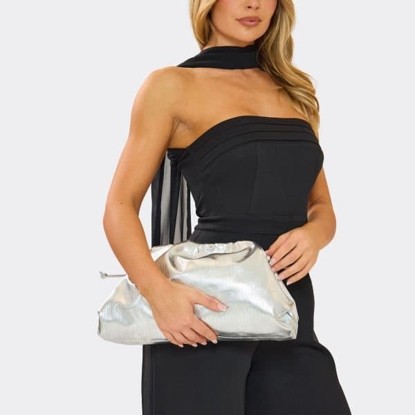 EGO EGO Silver Grilled Shaped Clutch Bag