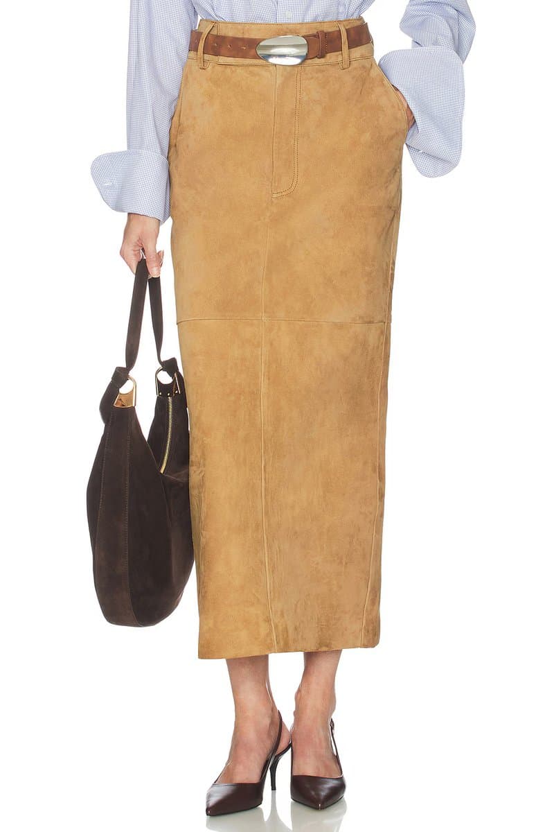 revolve Suede Column Skirt