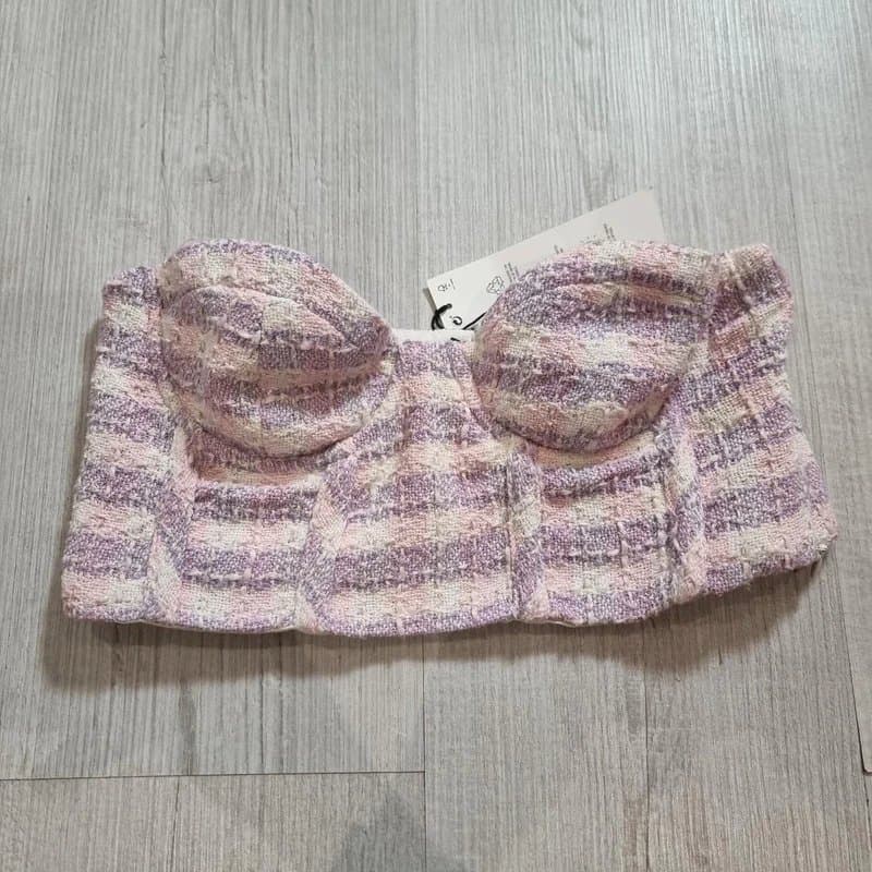 Zara BNWT Zara Crop Top Tube Top Bustier Pink Festival Summer