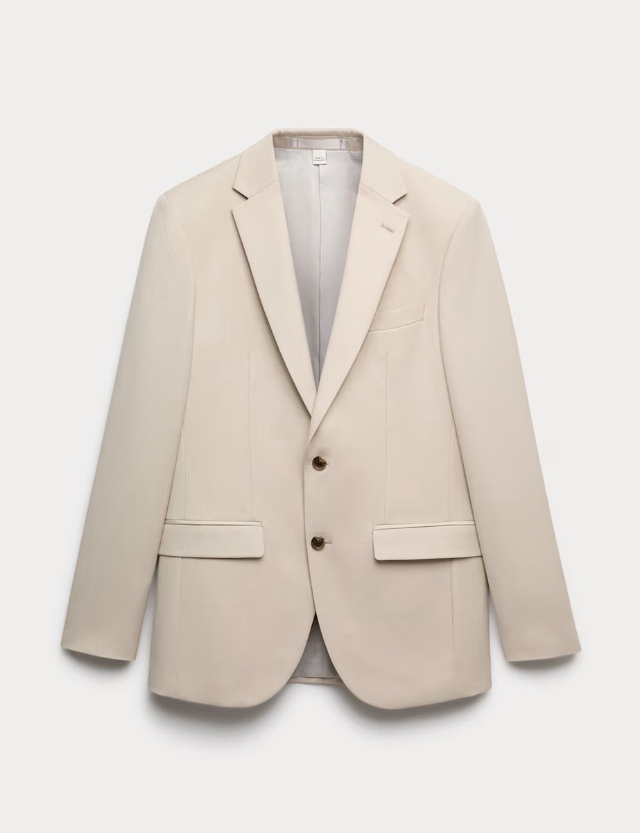 Marks & Spencer M&S Slim Fit Stretch Ultimate Suit Jacket Ecru - 2