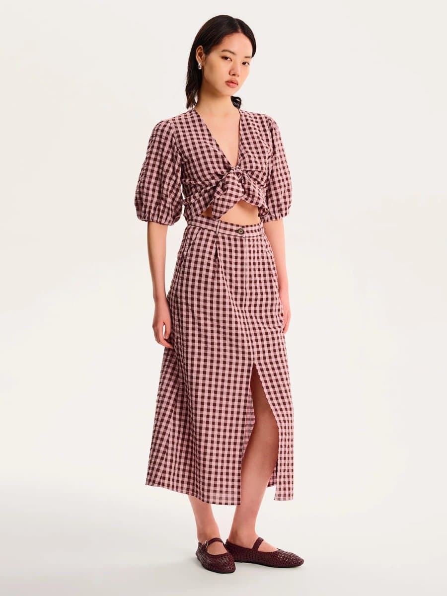 OMNES Karina Gingham Top