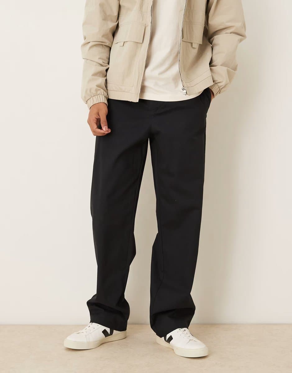 ASOS ASOS DESIGN baggy trousers in black with self tie