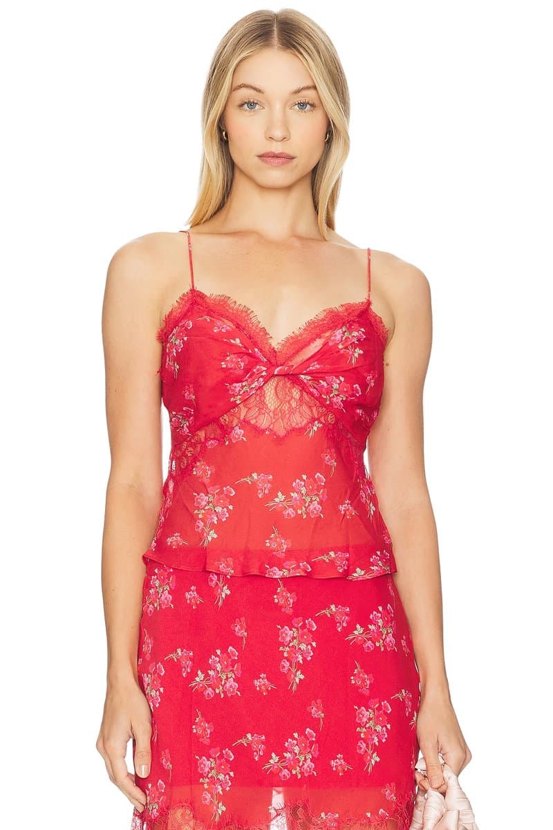 revolve Revolve Floral Print Crop Top in Urban Crimson