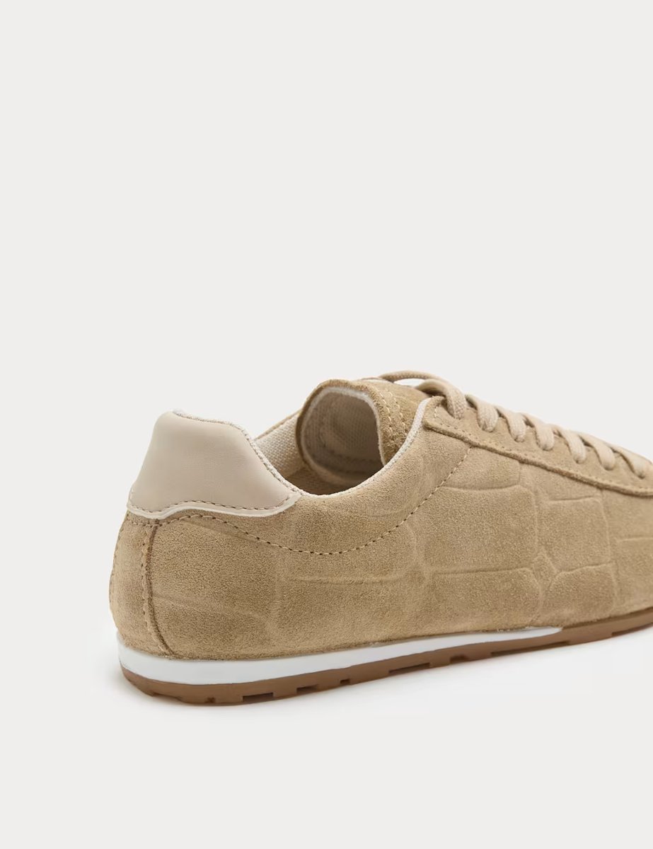 Marks & Spencer M&S Suede Embosses Croc Trainers Sand - 2