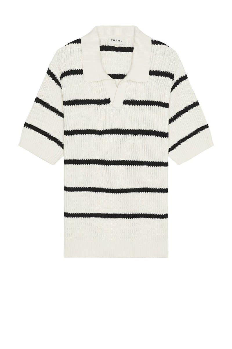 revolve Revolve Striped Polo Jumper with Polo Collar in Black Stripe