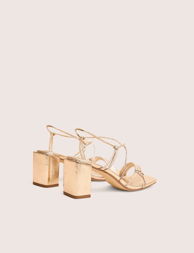 Public Desire Taryn Gold Knotted Upper Block Heel Sandals - 3