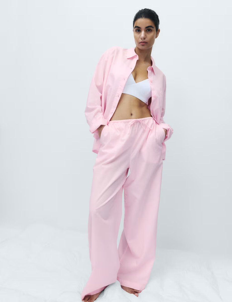 Marks & Spencer M&S Cool Comfort™ Chambray Pyjama Bottoms Blossom - 2