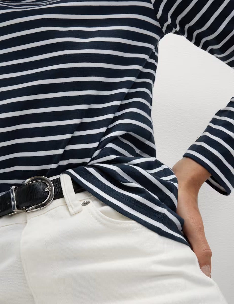 Marks & Spencer M&S Pure Cotton Everyday Fit Top Navy Mix - 1