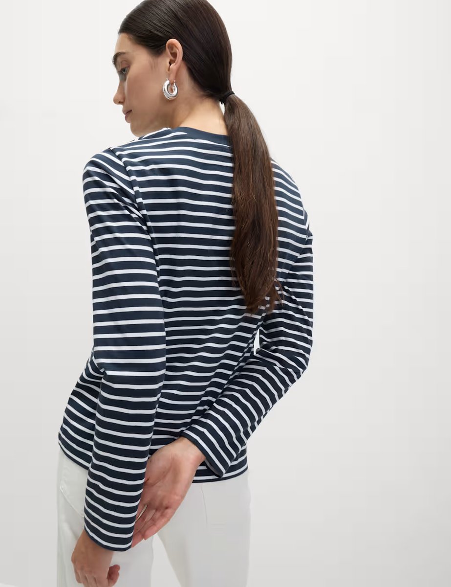 Marks & Spencer M&S Pure Cotton Everyday Fit Top Navy Mix - 2