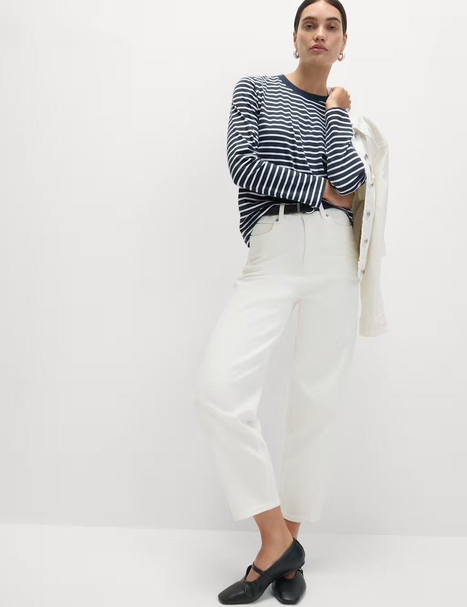 Marks & Spencer M&S Pure Cotton Everyday Fit Top Navy Mix - 3