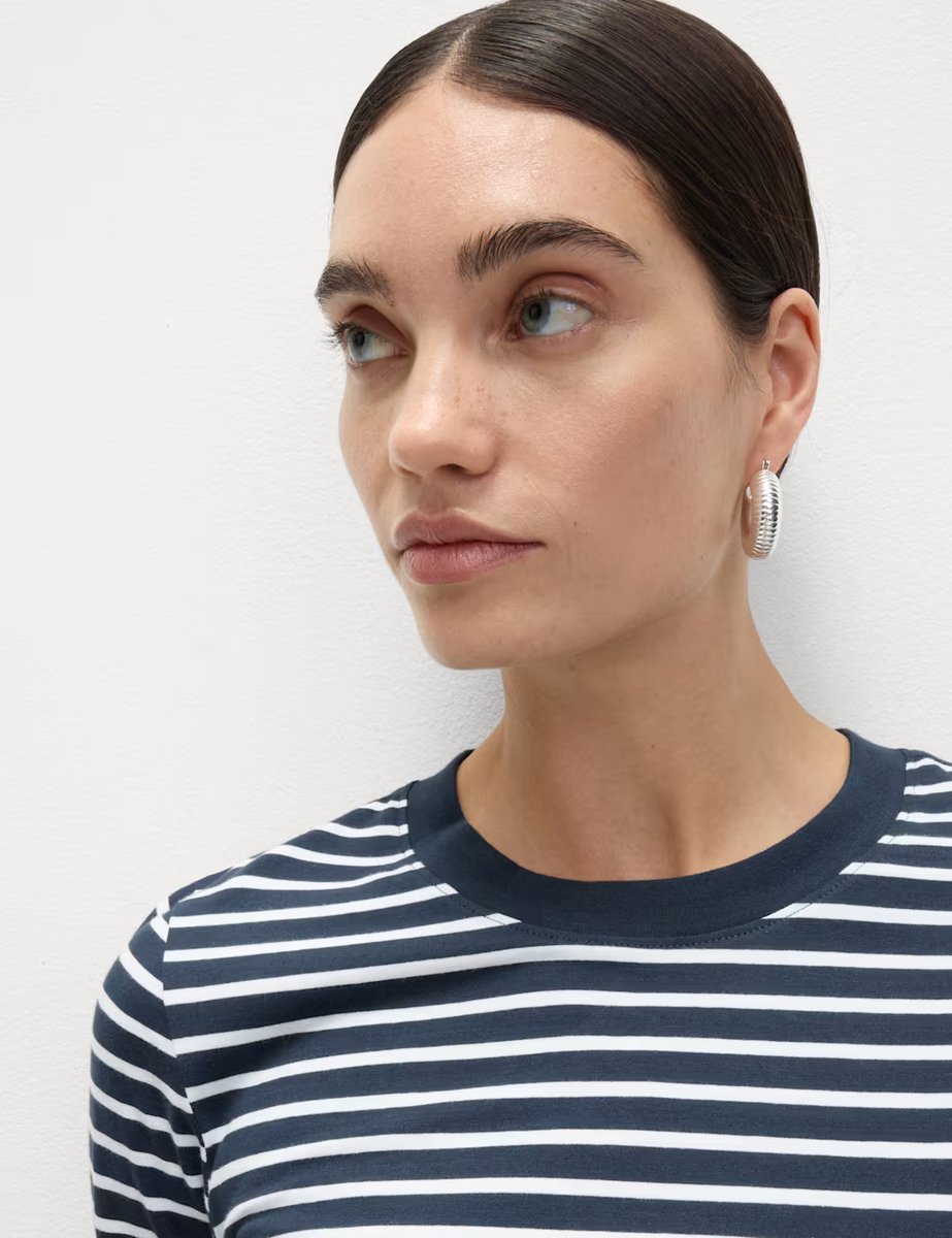 Marks & Spencer M&S Pure Cotton Everyday Fit Top Navy Mix - 4