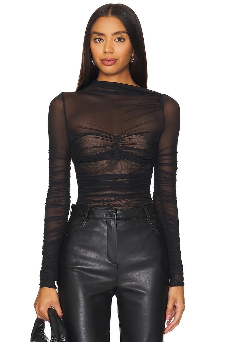 revolve Mila Ruched Bodysuit With Asymetric Neck