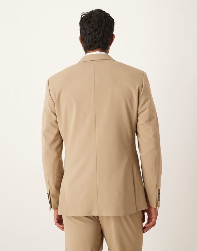 ASOS ASOS DESIGN double breasted regular jacket in beige - 3