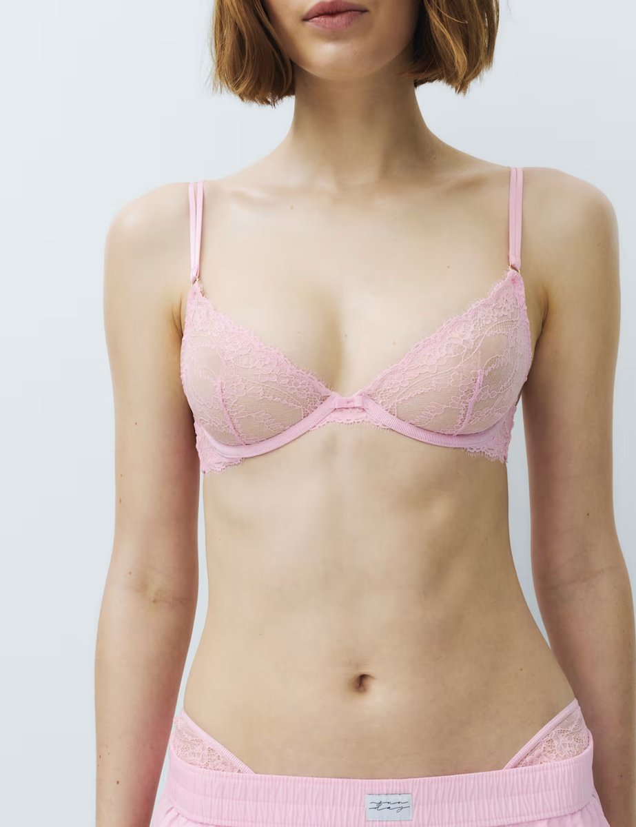 Marks & Spencer M&S Ida Lace Wired Plunge Bra (A-E) Pink Sorbet - 1