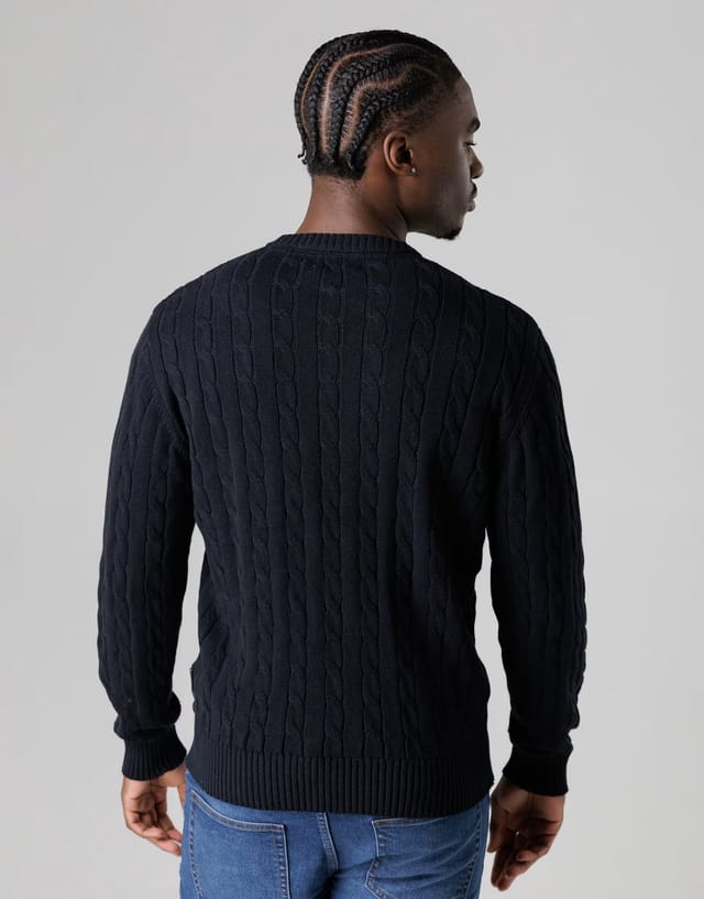 ASOS French Connection Cotton cable knit crew neck jumper in navy - 2