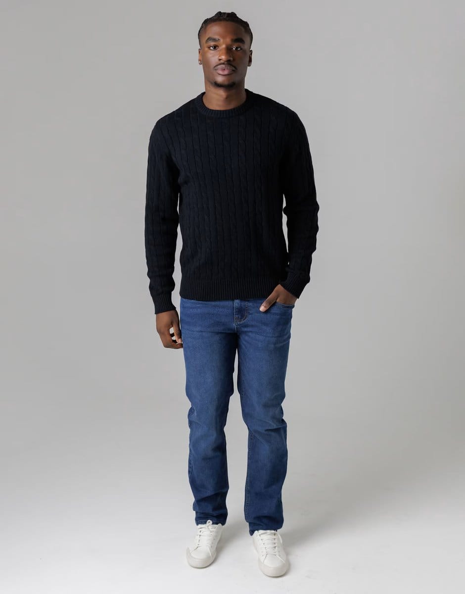 ASOS French Connection Cotton cable knit crew neck jumper in navy - 4