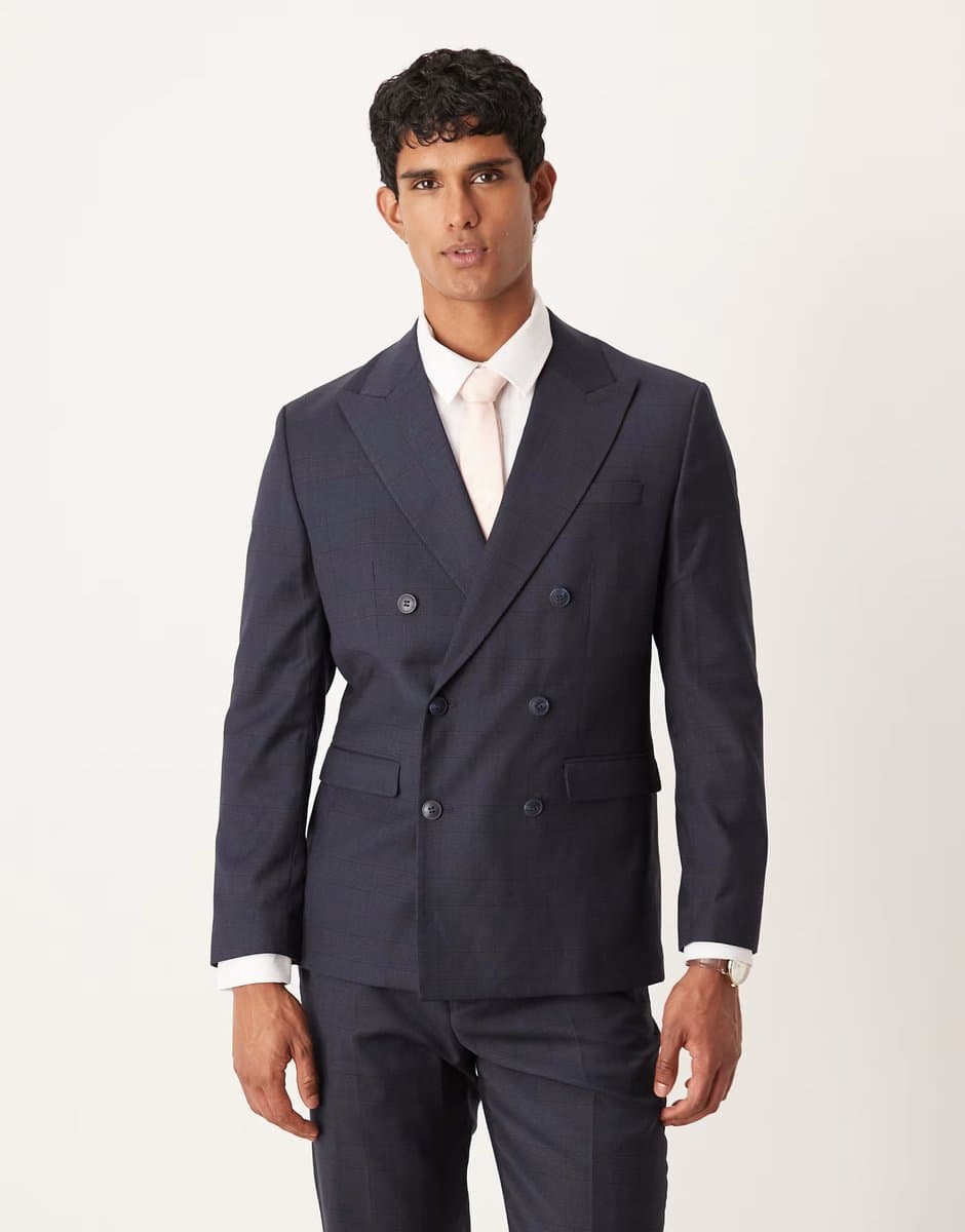 ASOS ASOS Selected Double Breasted Blazer in Navy