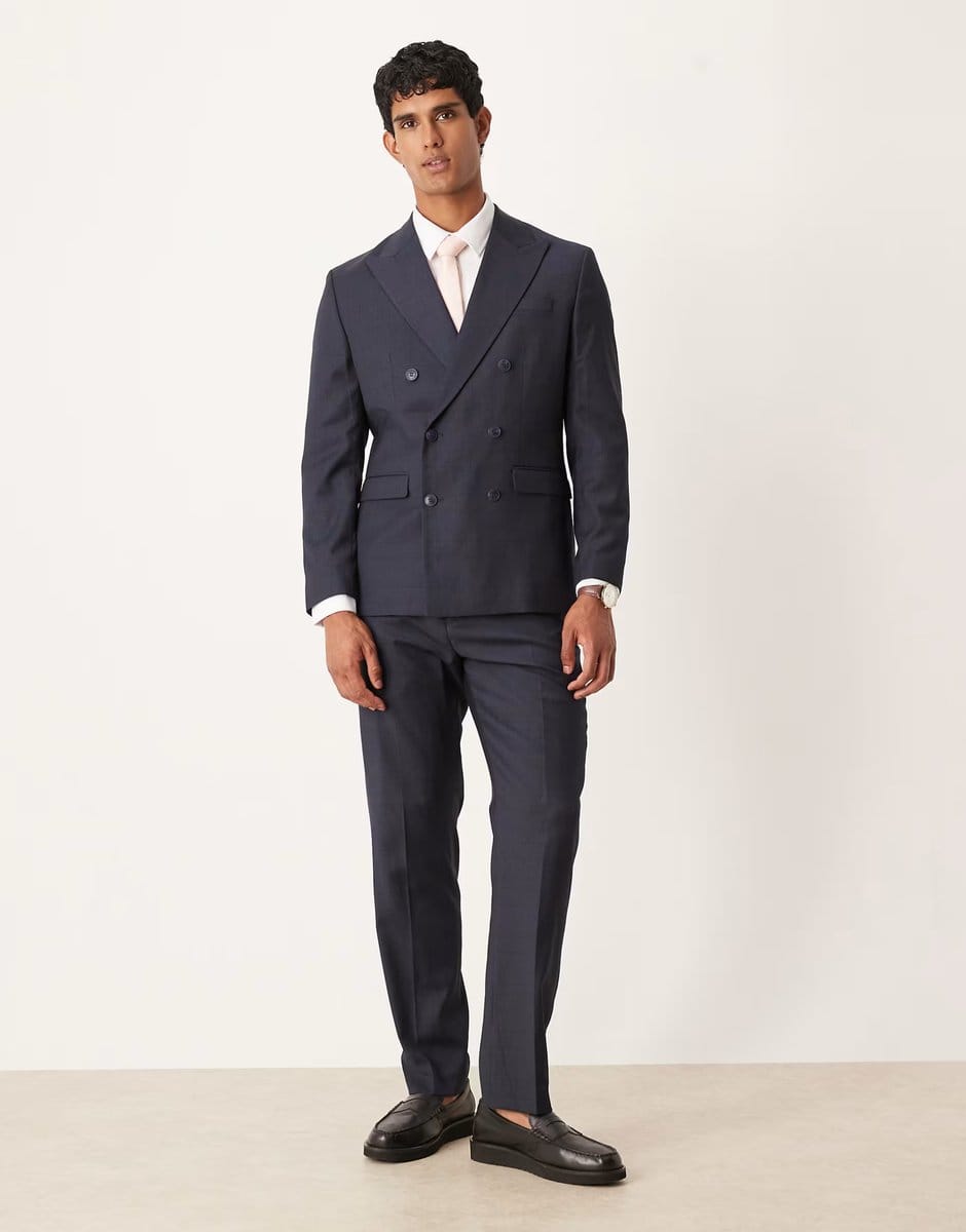ASOS Selected double breastered blazer in navy - 2