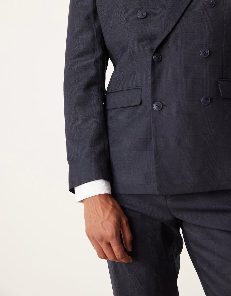 ASOS Selected double breastered blazer in navy - 3