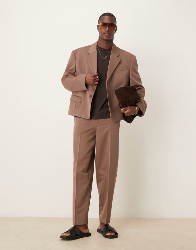 ASOS ASOS DESIGN oversized suit jacket in brown - 2