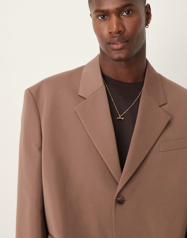 ASOS ASOS DESIGN oversized suit jacket in brown - 3