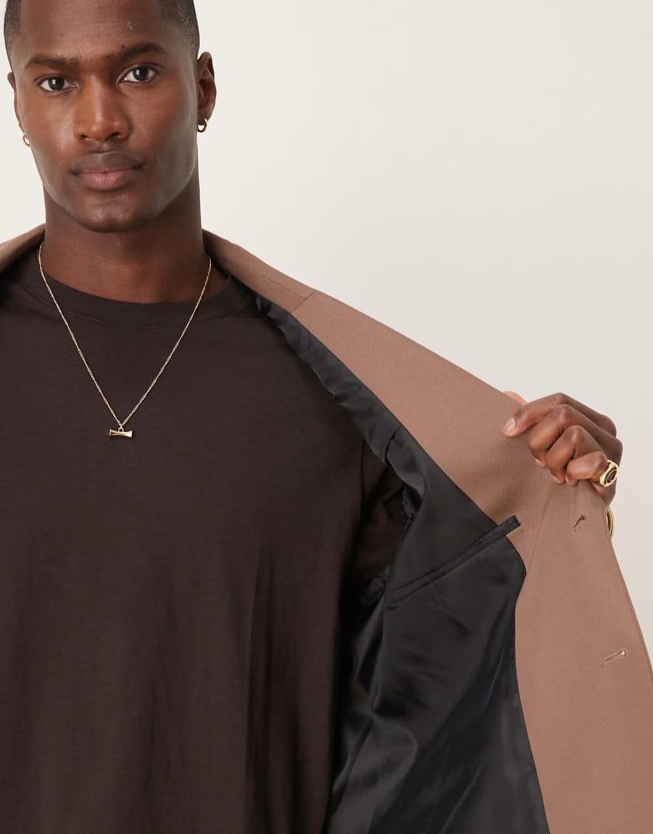 ASOS ASOS DESIGN oversized suit jacket in brown - 4