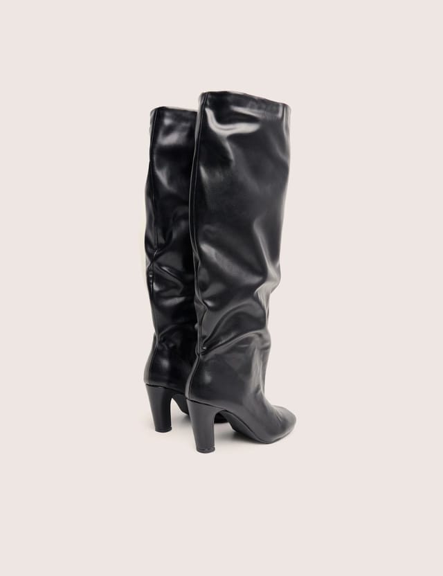 Public Desire Fifth Ave Black Pu Slouchy Mid Heel Boots - 3