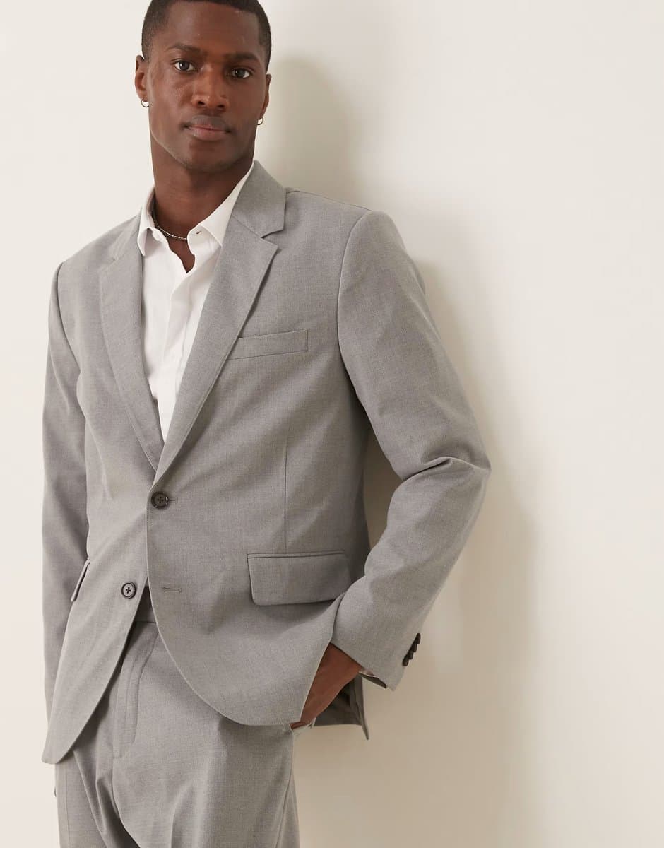 ASOS Abercrombie & Fitch classic single breasted suit blazer co-ord in grey