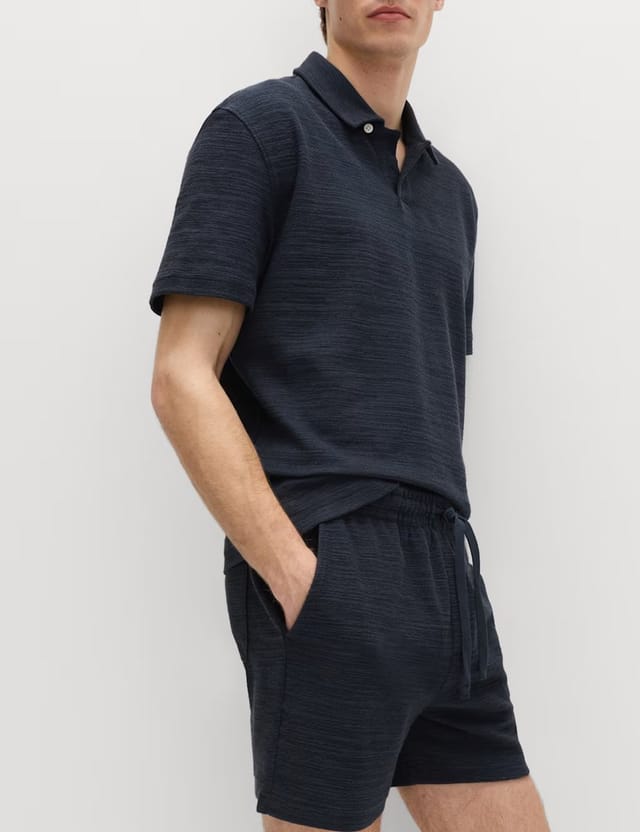 Marks & Spencer M&S Bouclé Cotton Rich Shorts Navy - 3