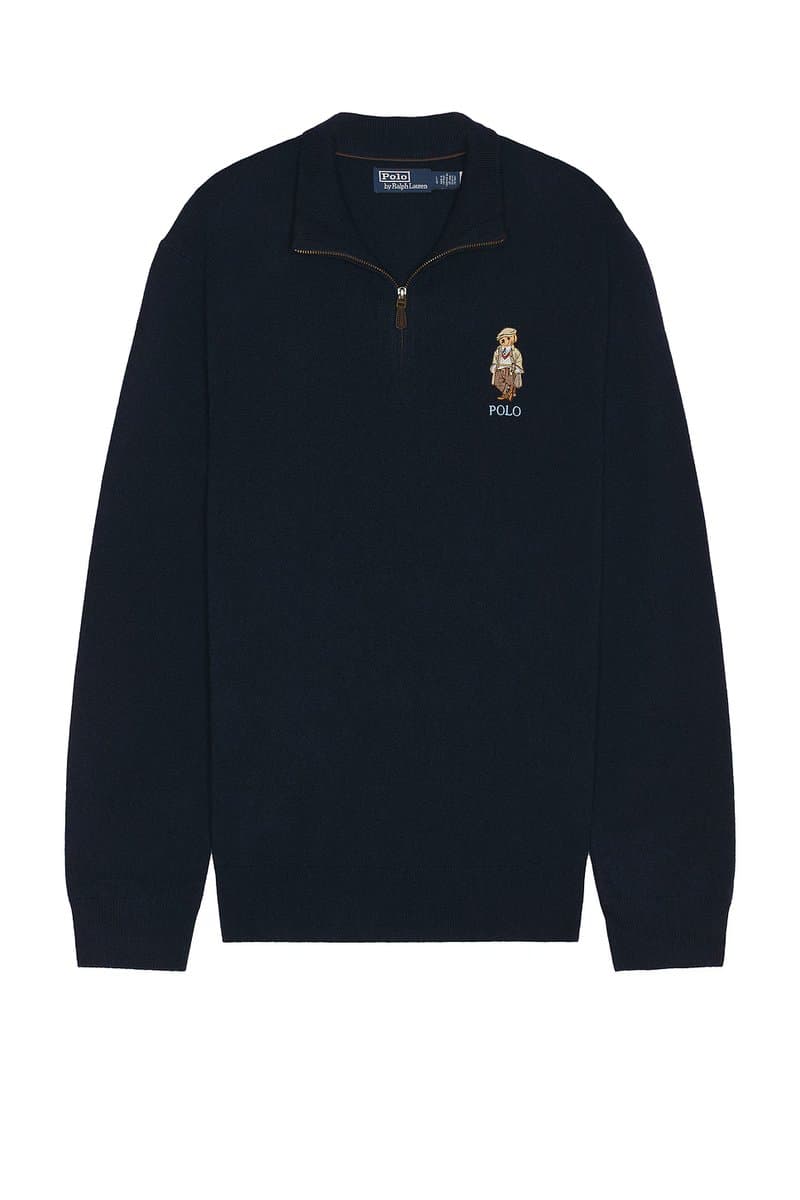 revolve Lex Merino Wool Novelty Bear 1/2 Zip Sweater