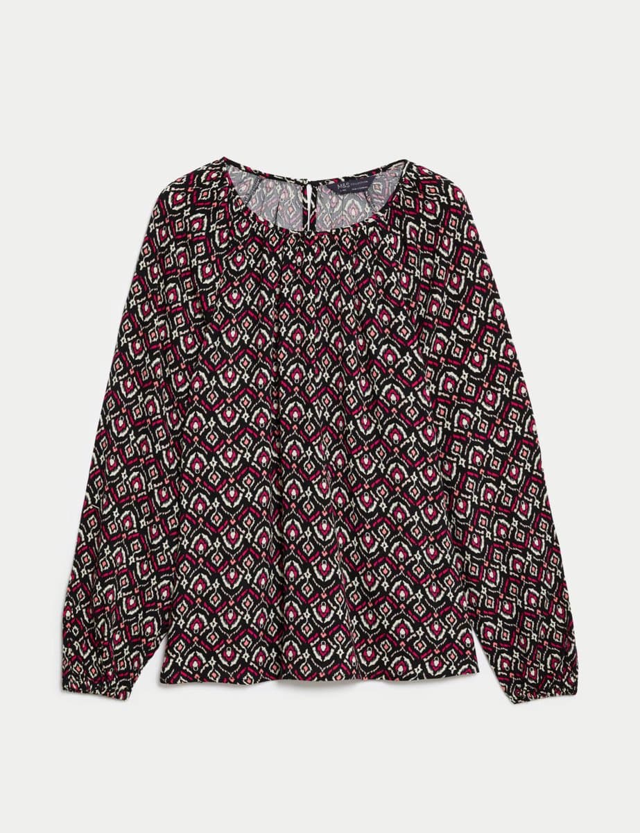 Marks & Spencer M&S Printed Crew Neck Blouse Multi
